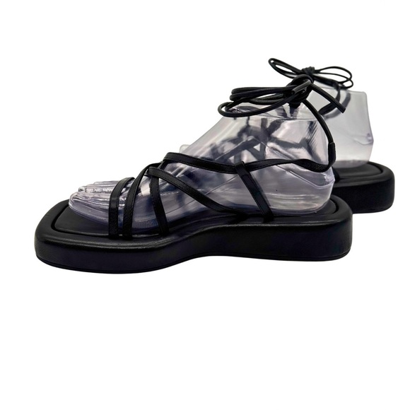 NWOB LOEFFLER RANDALL Beau Black Flatform Strappy Leather Sandals Size 7.5 - Picture 5 of 5